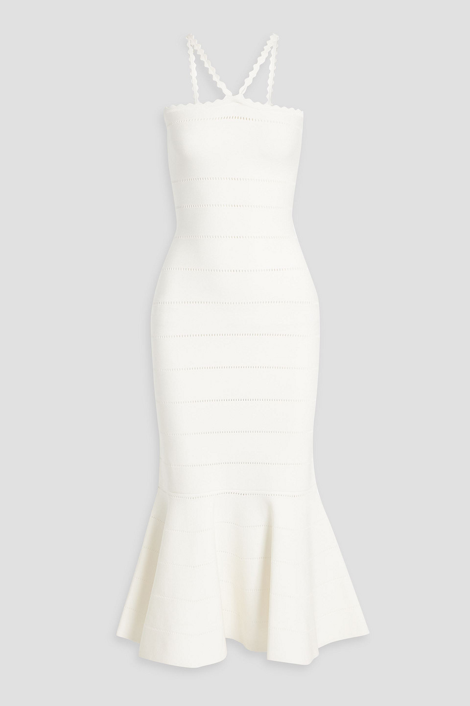 Victoria Beckham Pointelle-knit Halterneck Midi Dress In White