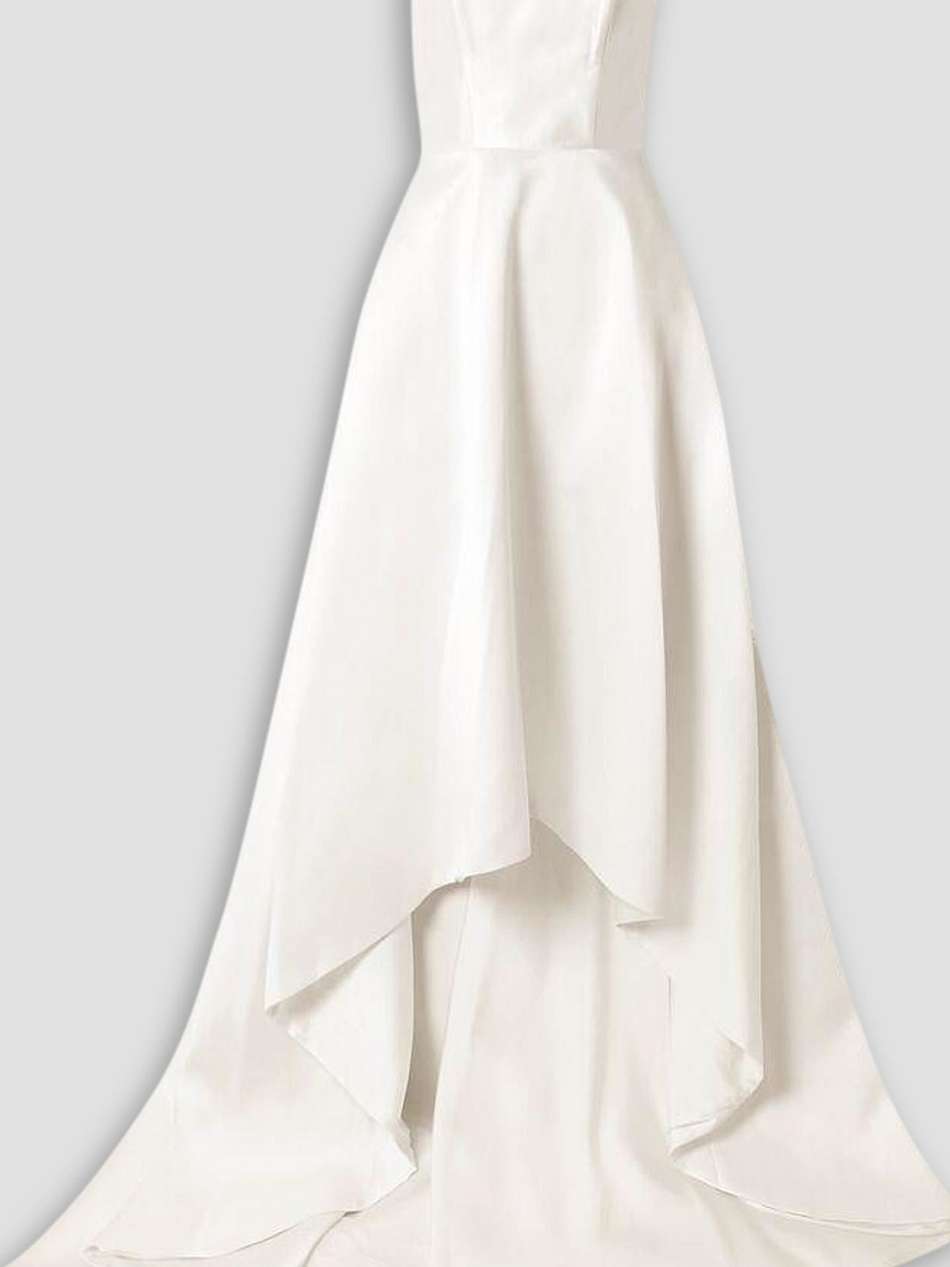 jackson strapless asymmetric duchesse-satin gown