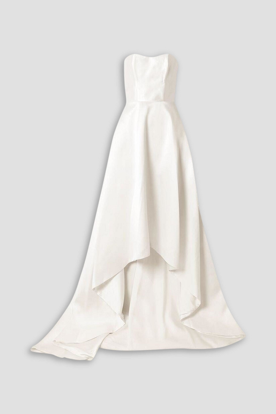 Jackson strapless asymmetric duchesse-satin gown