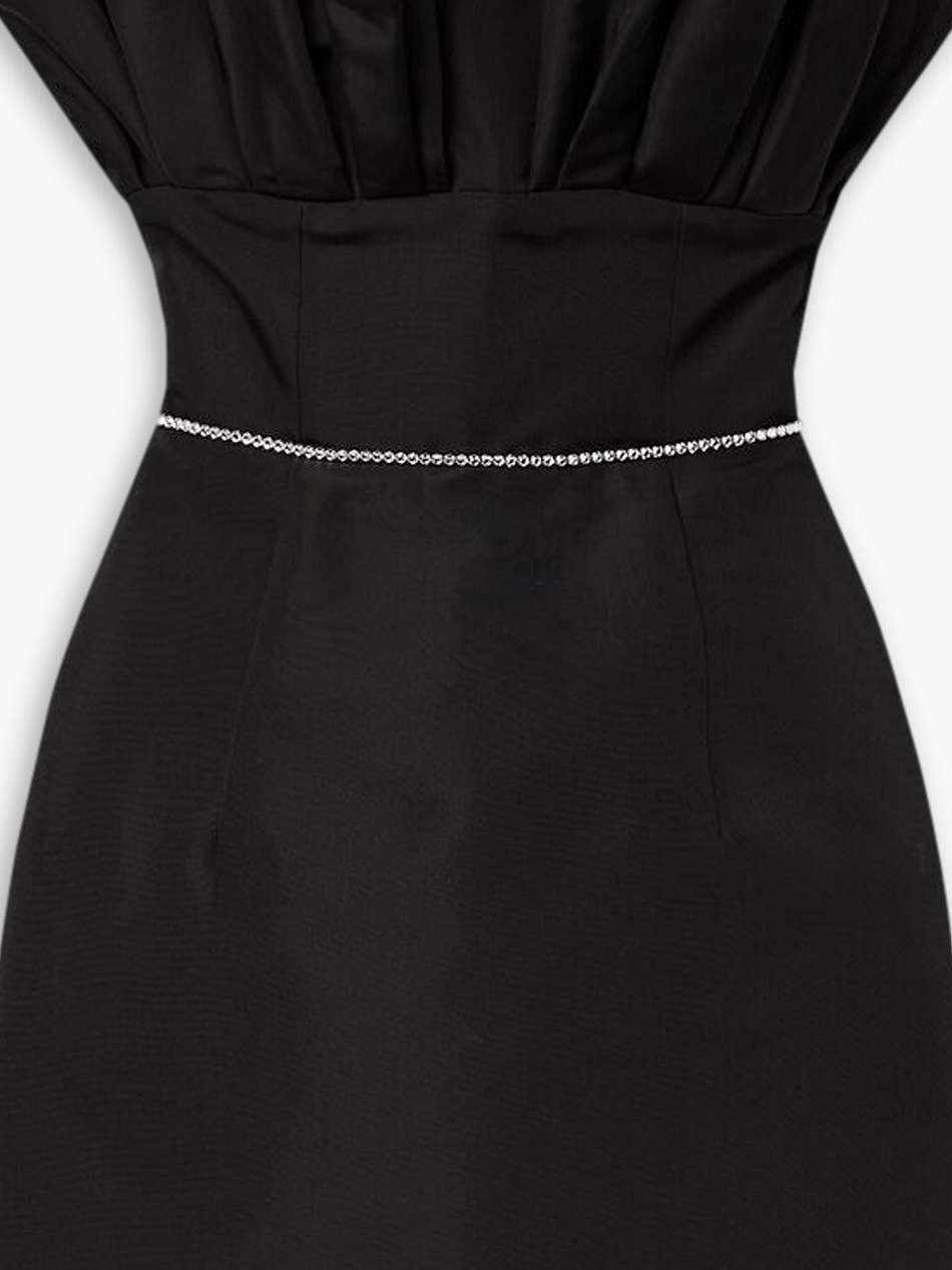 thunderbird crystal-embellished strapless pleated silk-faille mini dress