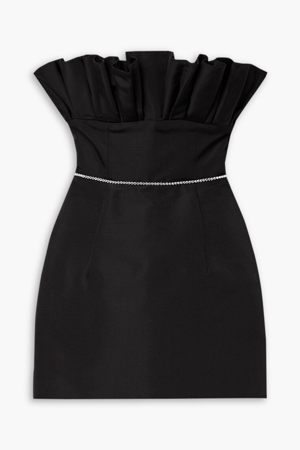 Markarian Thunderbird Ruffled Strapless Crystal-embellished Mini Dress In Black