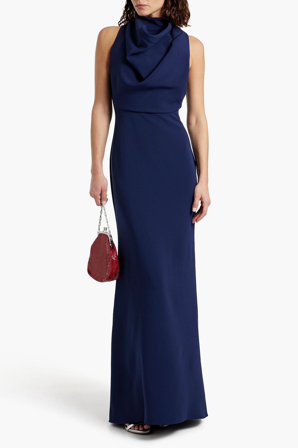 BADGLEY MISCHKA 드레이프 장식 크레이프 가운