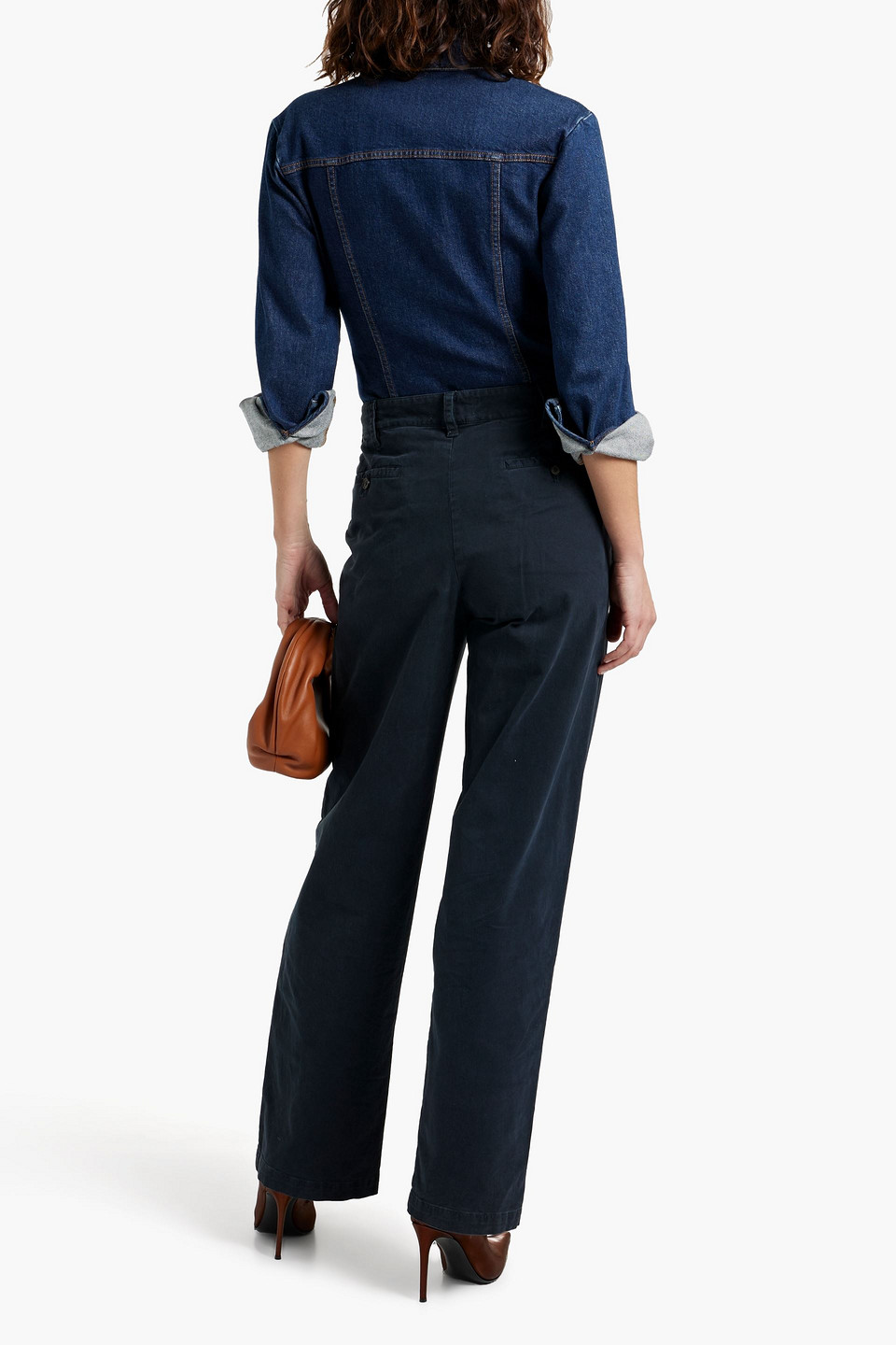 Nili Lotan Eliot Cotton-blend Twill Straight-leg Pants In Navy