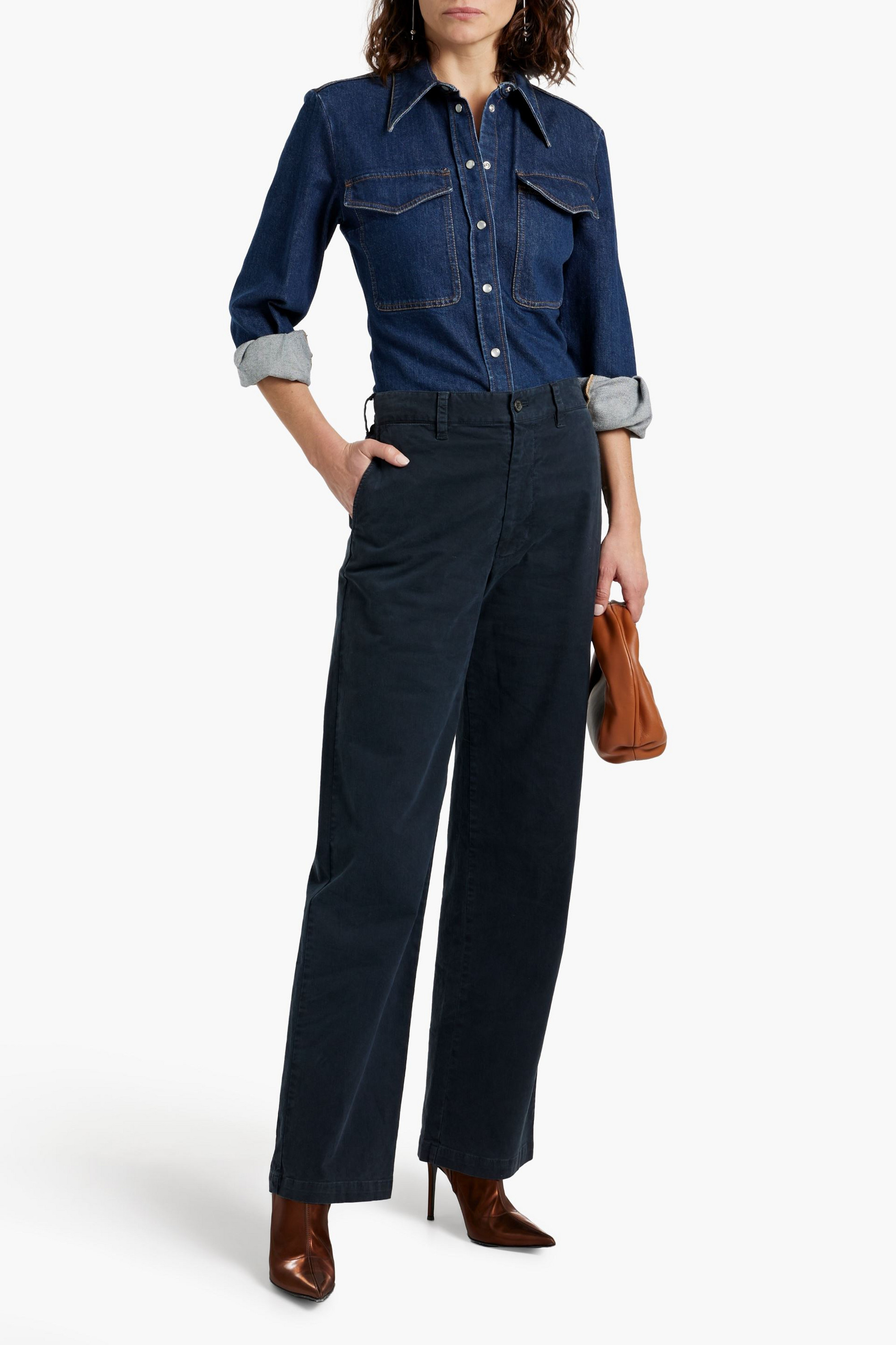 Nili Lotan Eliot cotton-blend twill straight-leg pants