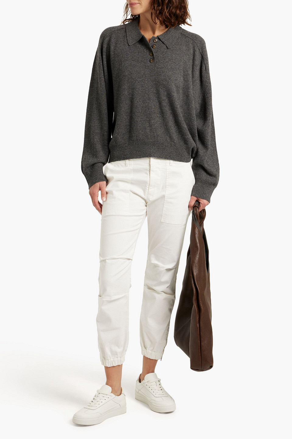 NILI LOTAN PARIS CROPPED STRETCH-COTTON TWILL TAPERED PANTS