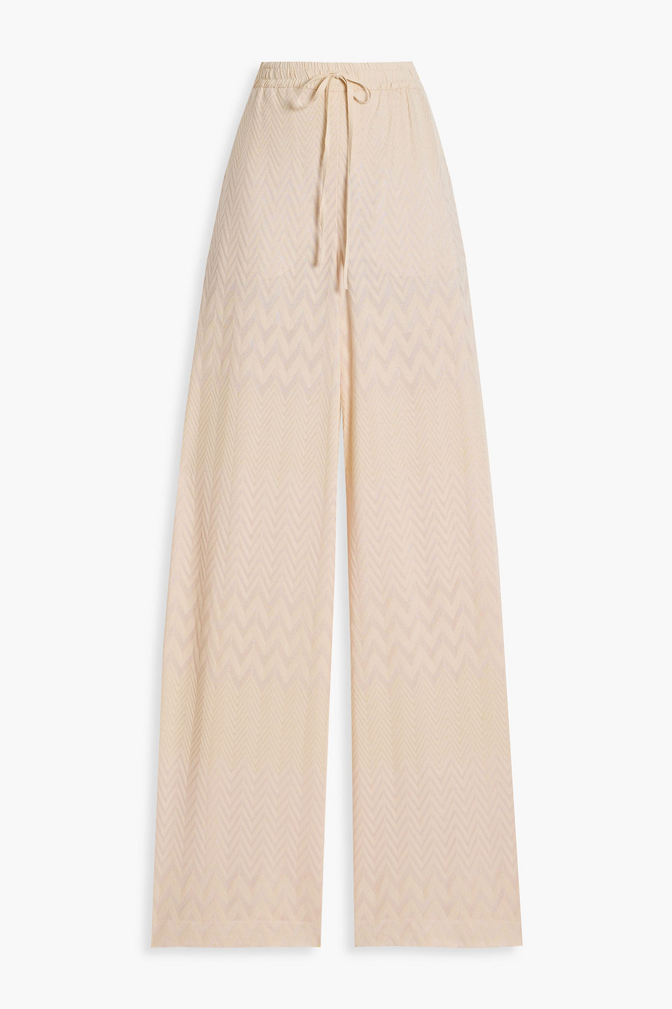 Missoni Wide Leg Chevron Pattern Sheer Trousers In Peach