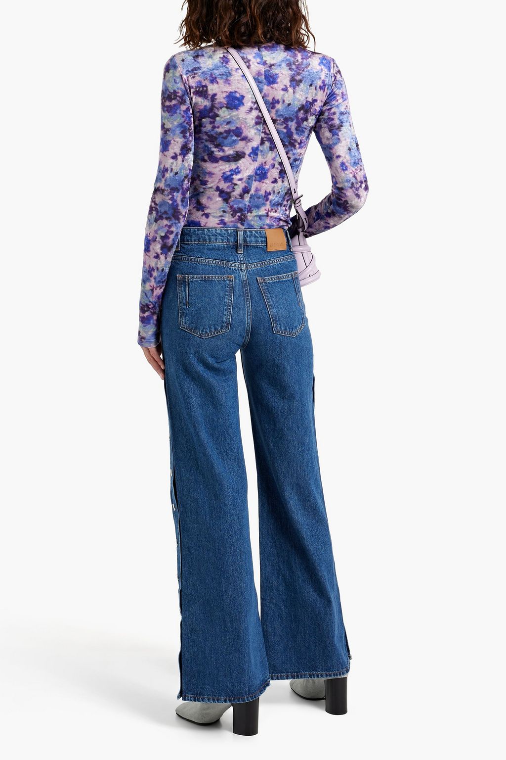 DEREK LAM 10 CROSBY Snap-detailed high-rise wide-leg jeans