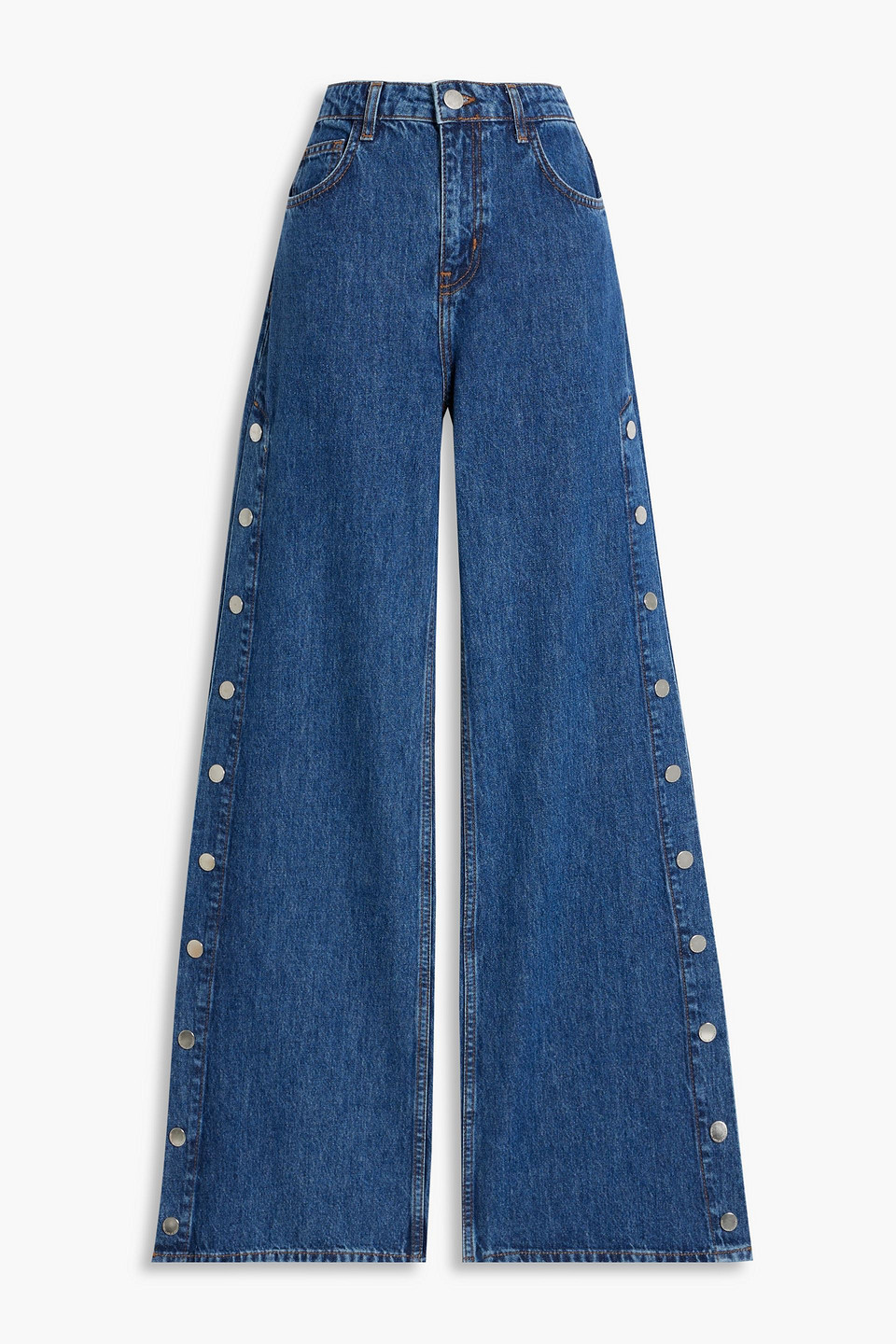Derek Lam 10 Crosby Snap-detailed High-rise Wide-leg Jeans In Mid Denim