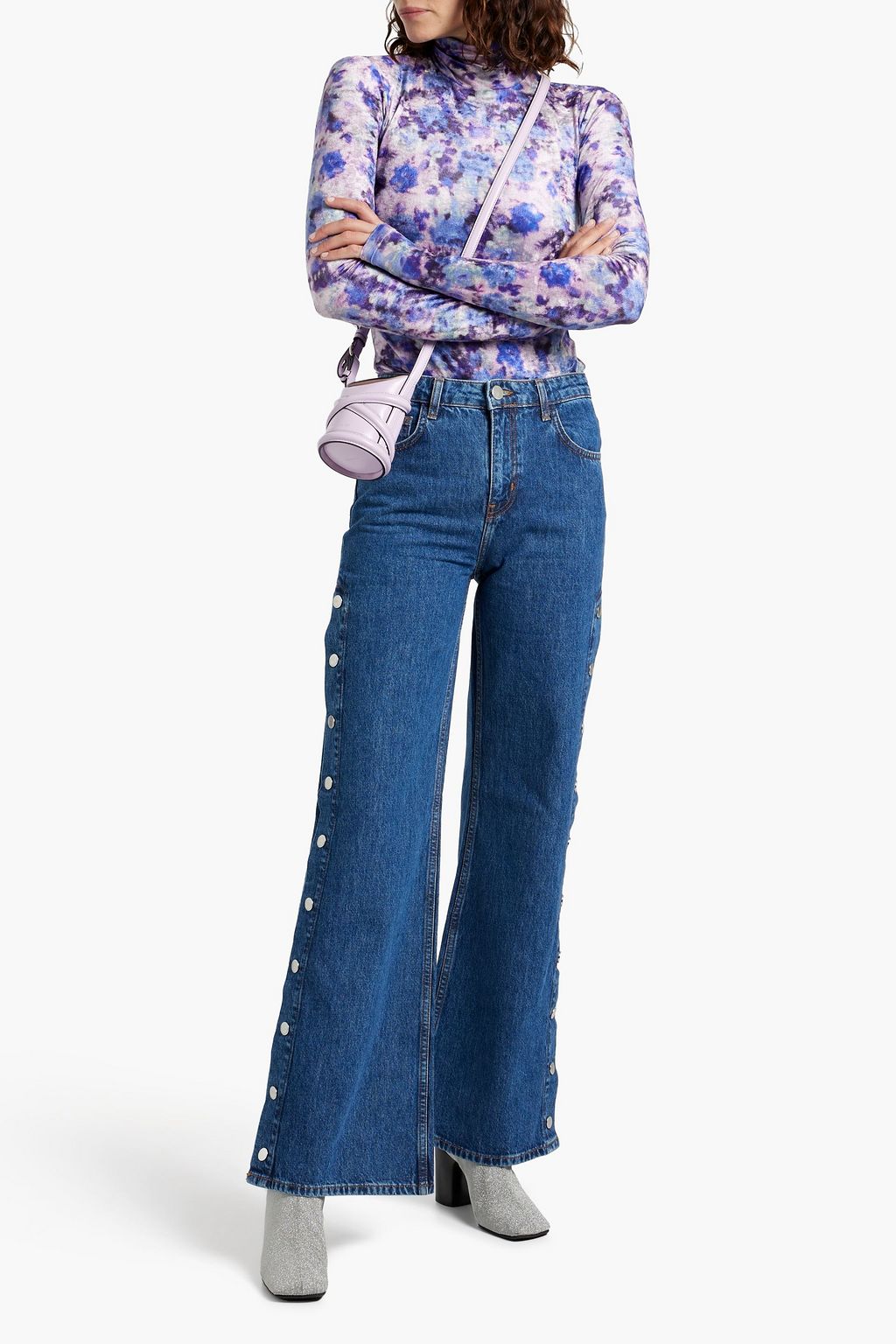 DEREK LAM 10 CROSBY Snap-detailed high-rise wide-leg jeans
