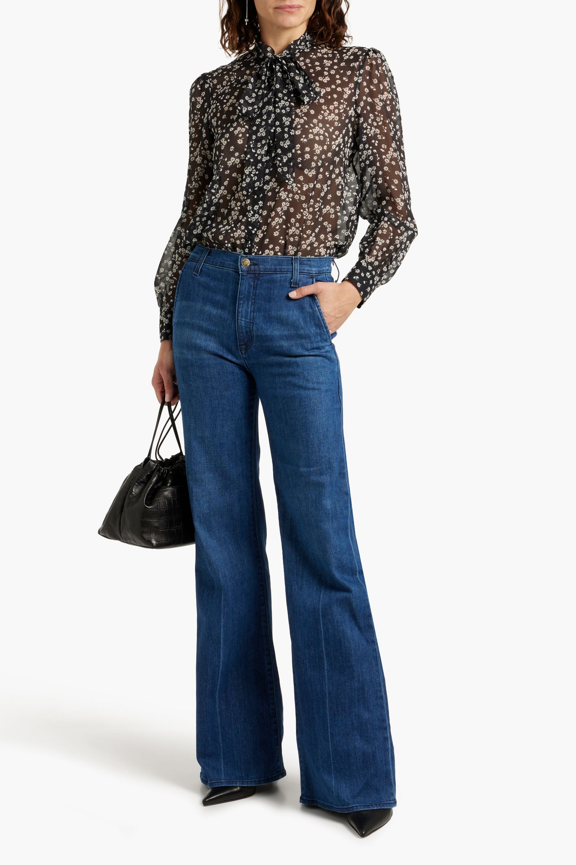 Nili Lotan Carina pussy-bow floral-print silk-chiffon blouse