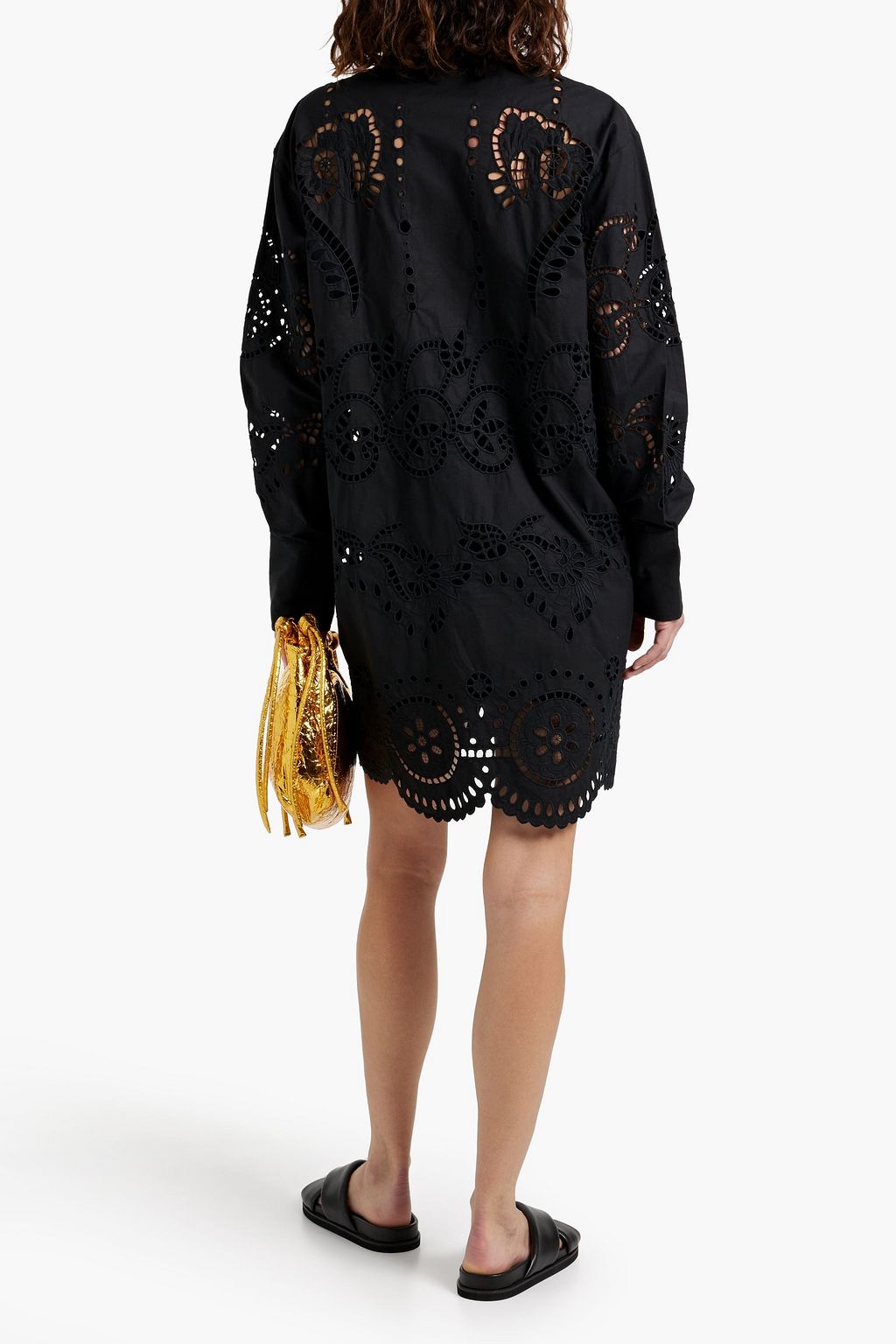 NILI LOTAN Mathilde broderie anglaise cotton-poplin mini shirt dress