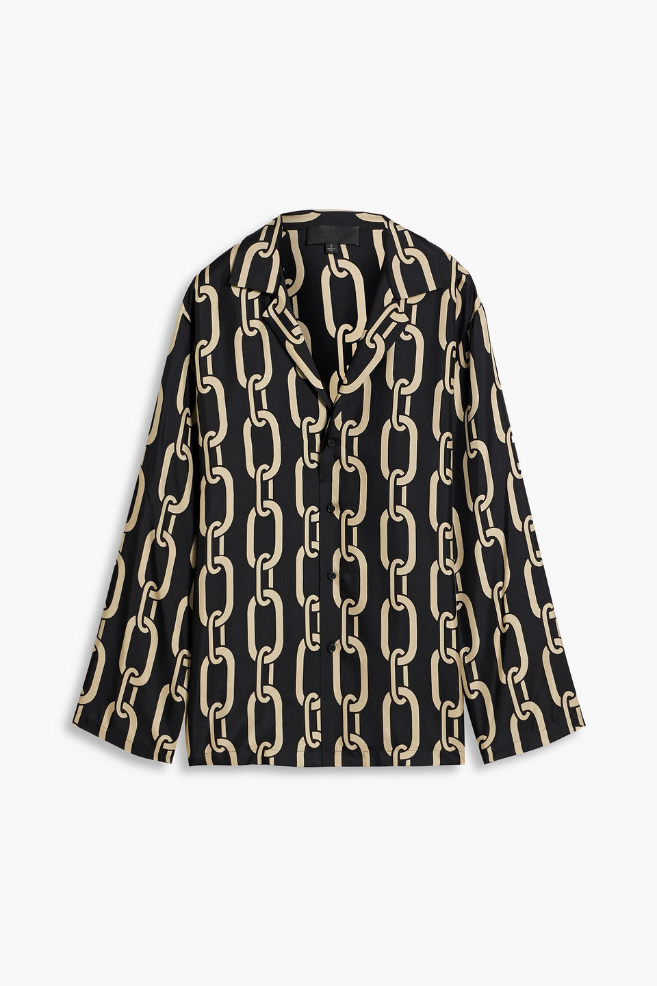 Nili Lotan Juste Printed Silk-twill Shirt In Black