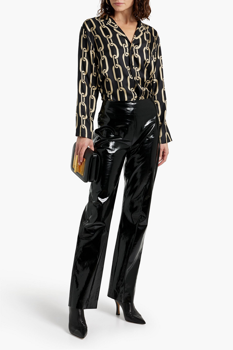 NILI LOTAN JUSTE PRINTED SILK-TWILL SHIRT