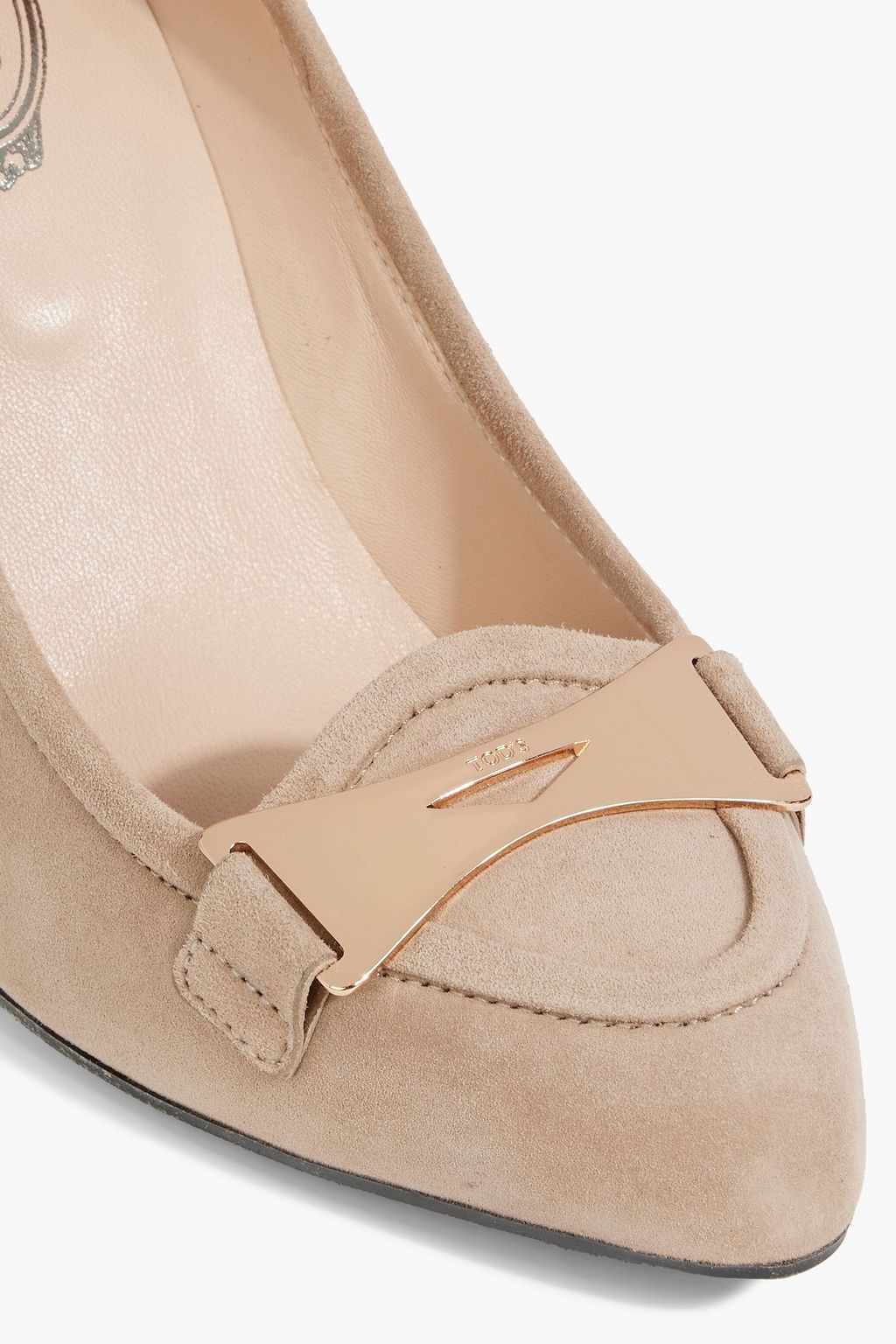 TOD'S Embellished suede pumps