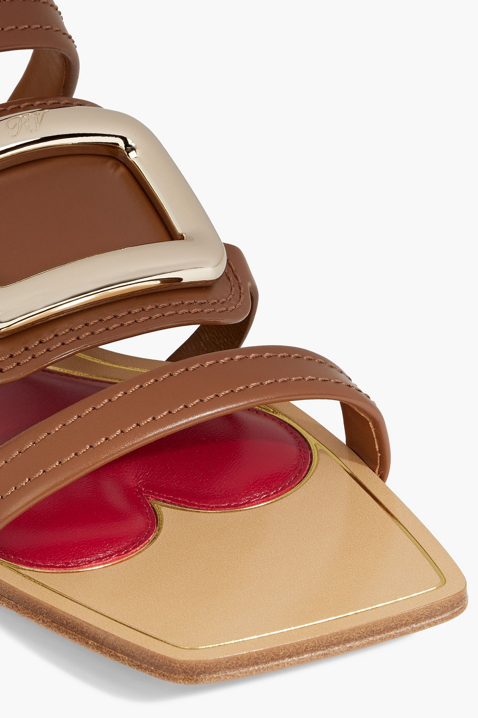 ROGER VIVIER BUCKLE-EMBELLISHED LEATHER SANDALS