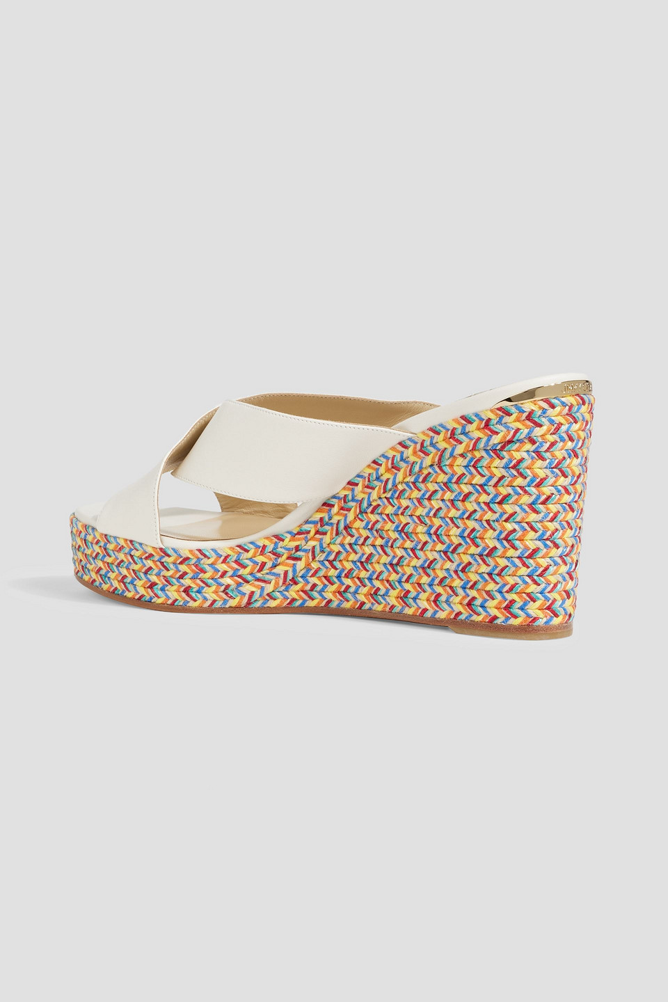 Jimmy Choo Dovina 100 Leather Wedge Sandal In Ecru