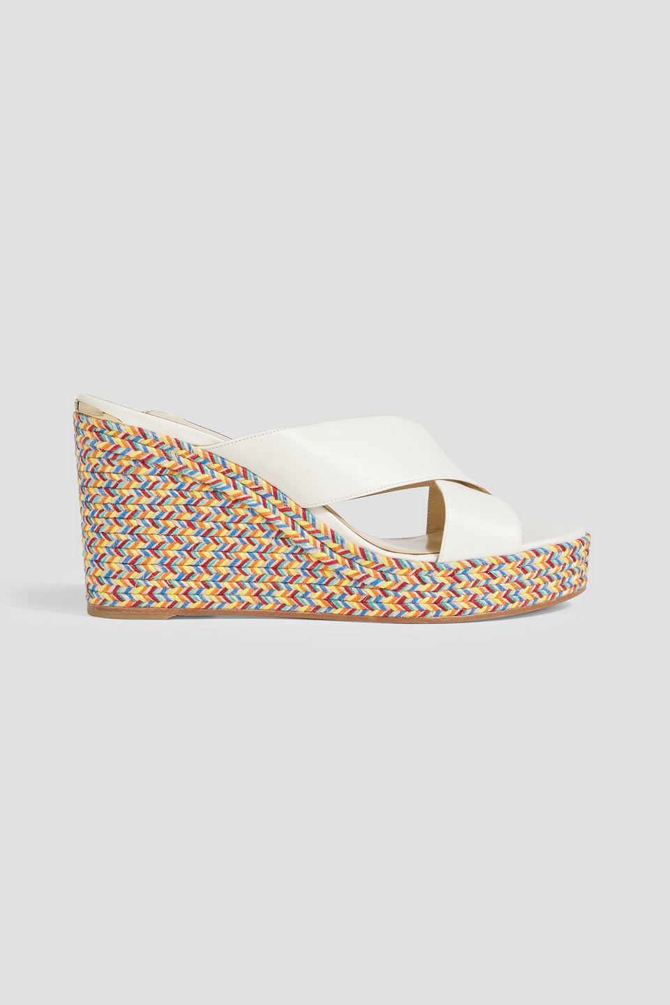 Jimmy Choo Dovina 100 Leather Wedge Sandal In Ecru