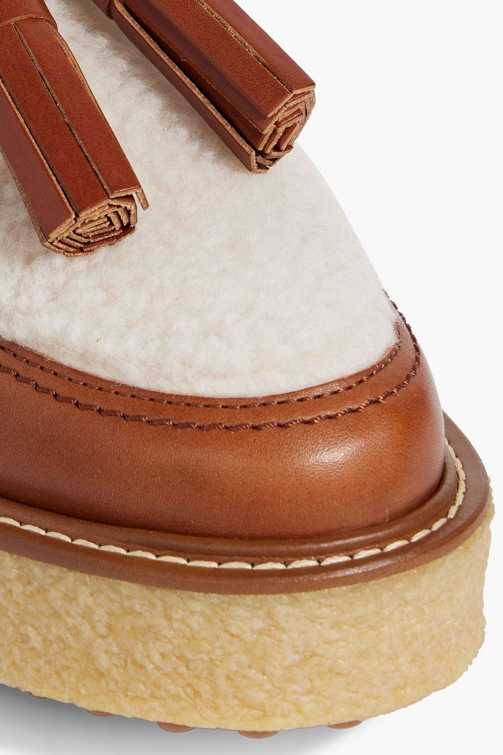 TOD'S Shearling and leather platform brogues