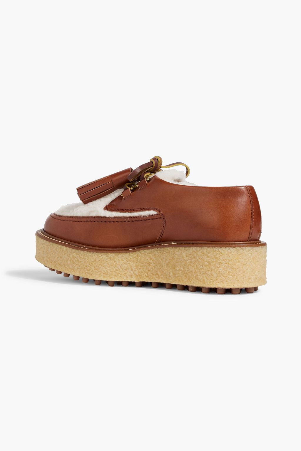 TOD'S Shearling and leather platform brogues