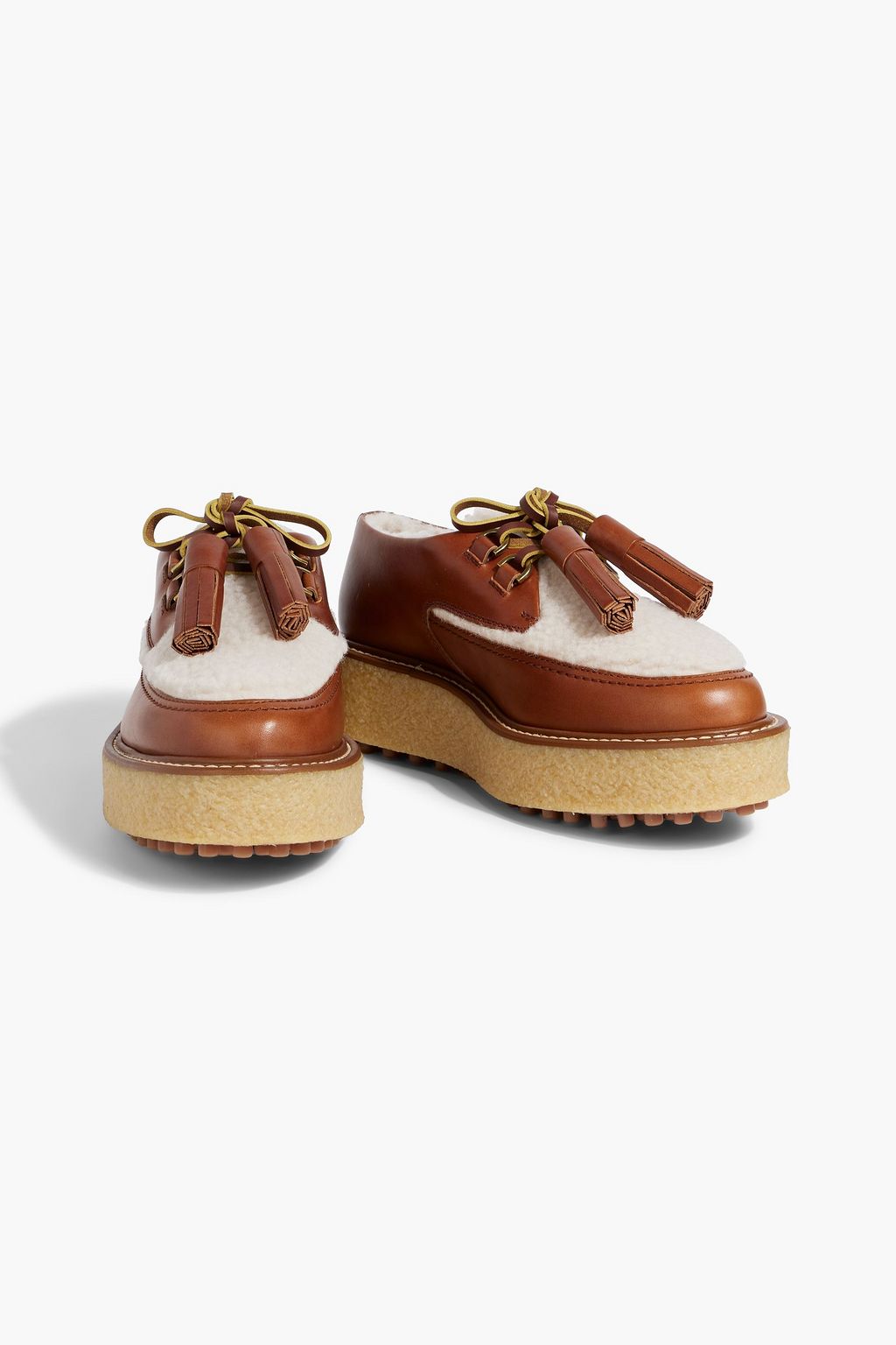 TOD'S Shearling and leather platform brogues