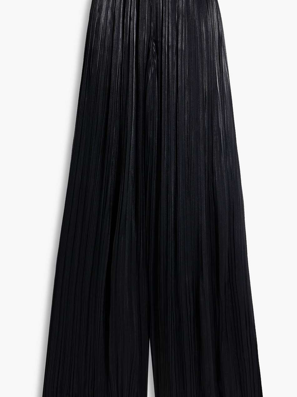 plissé-satin wide-leg pants