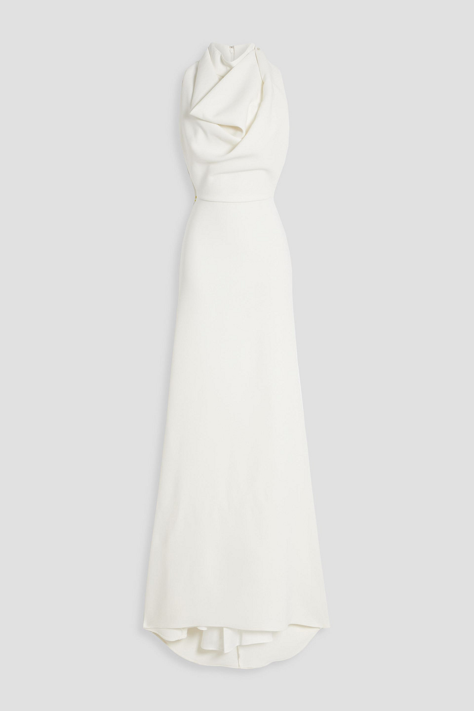 Badgley Mischka Draped Crepe Gown In Ivory