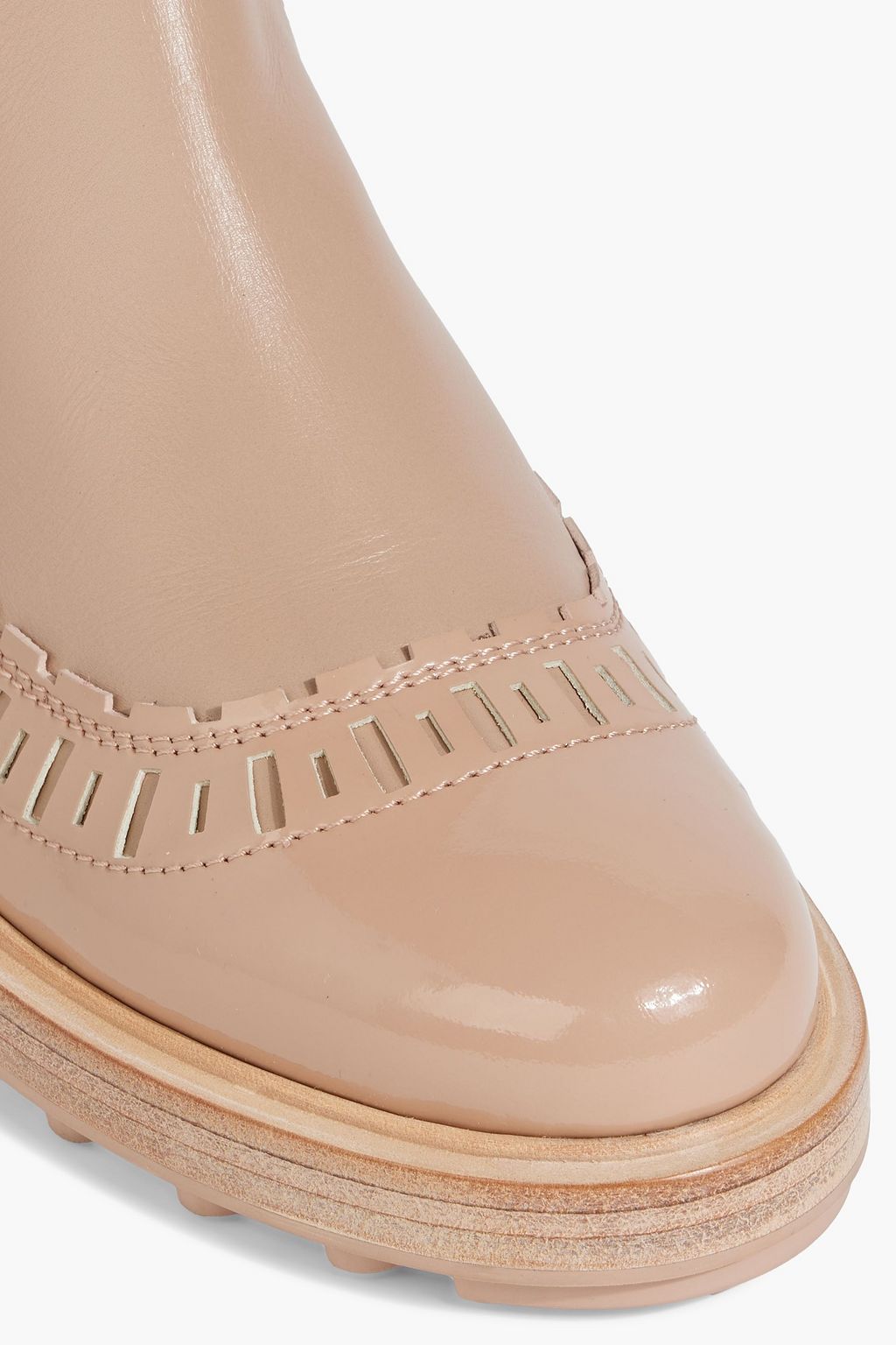 TOD'S Laser-cut smooth and patent-leather Chelsea boots