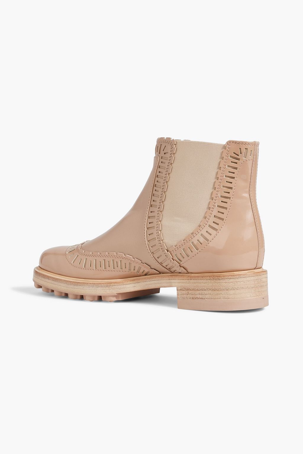 TOD'S Laser-cut smooth and patent-leather Chelsea boots