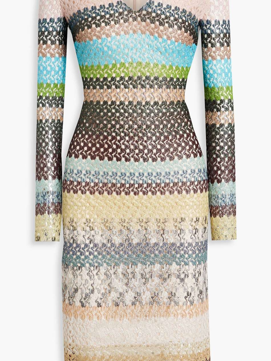 metallic crochet-knit dress