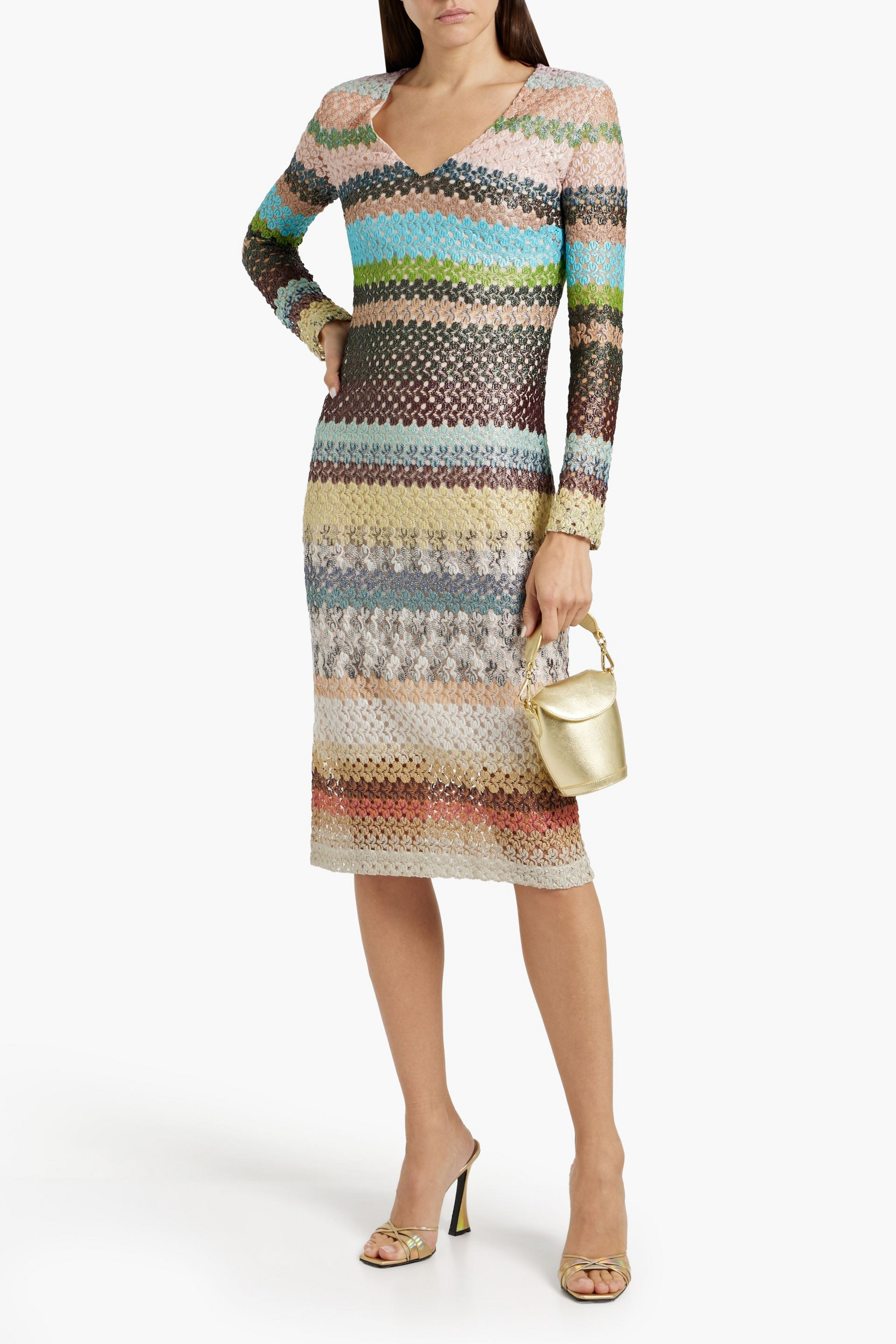 Missoni Metallic crochet-knit dress