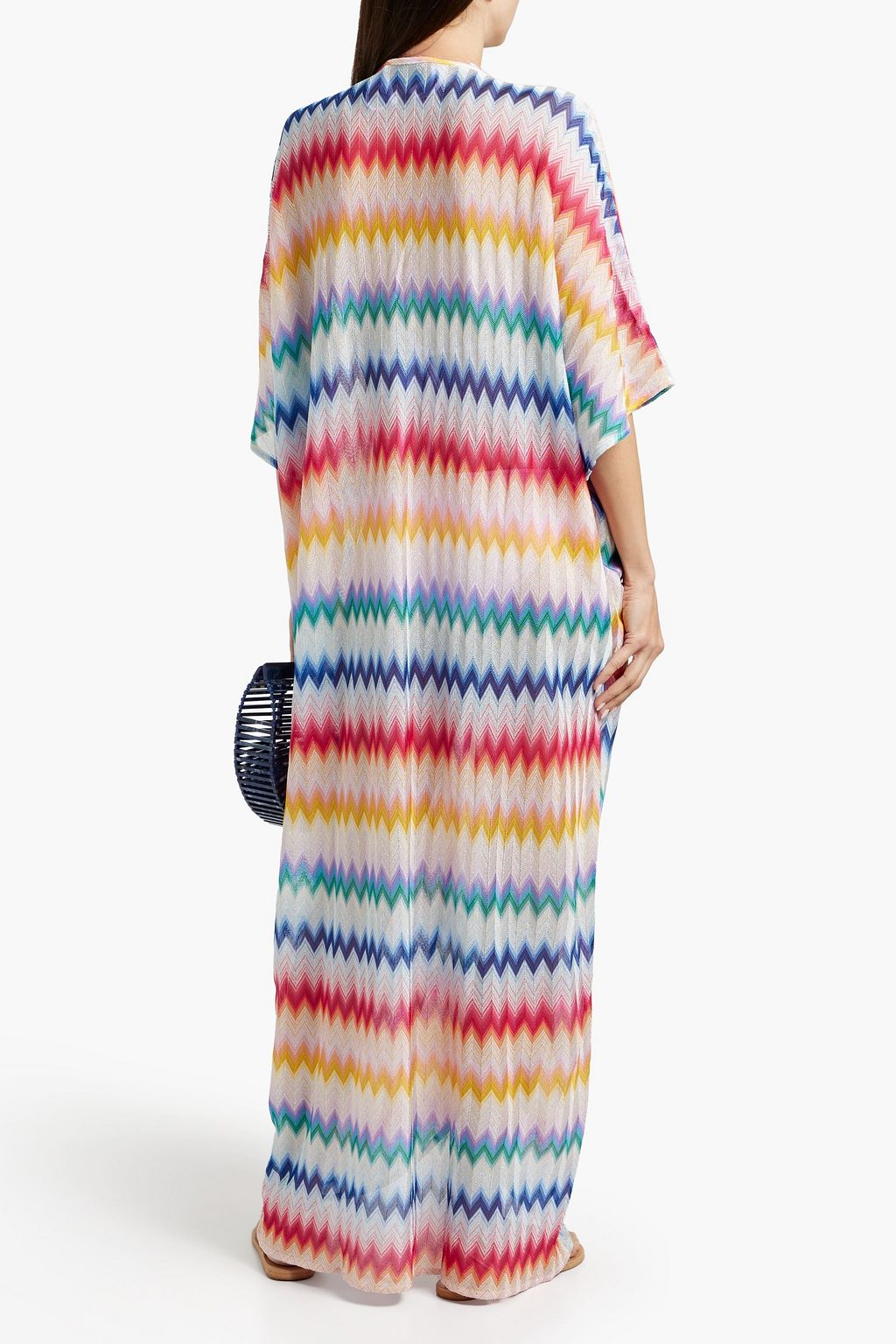 MISSONI قفطان مخطط محاك بالكروشيه بلون معدني