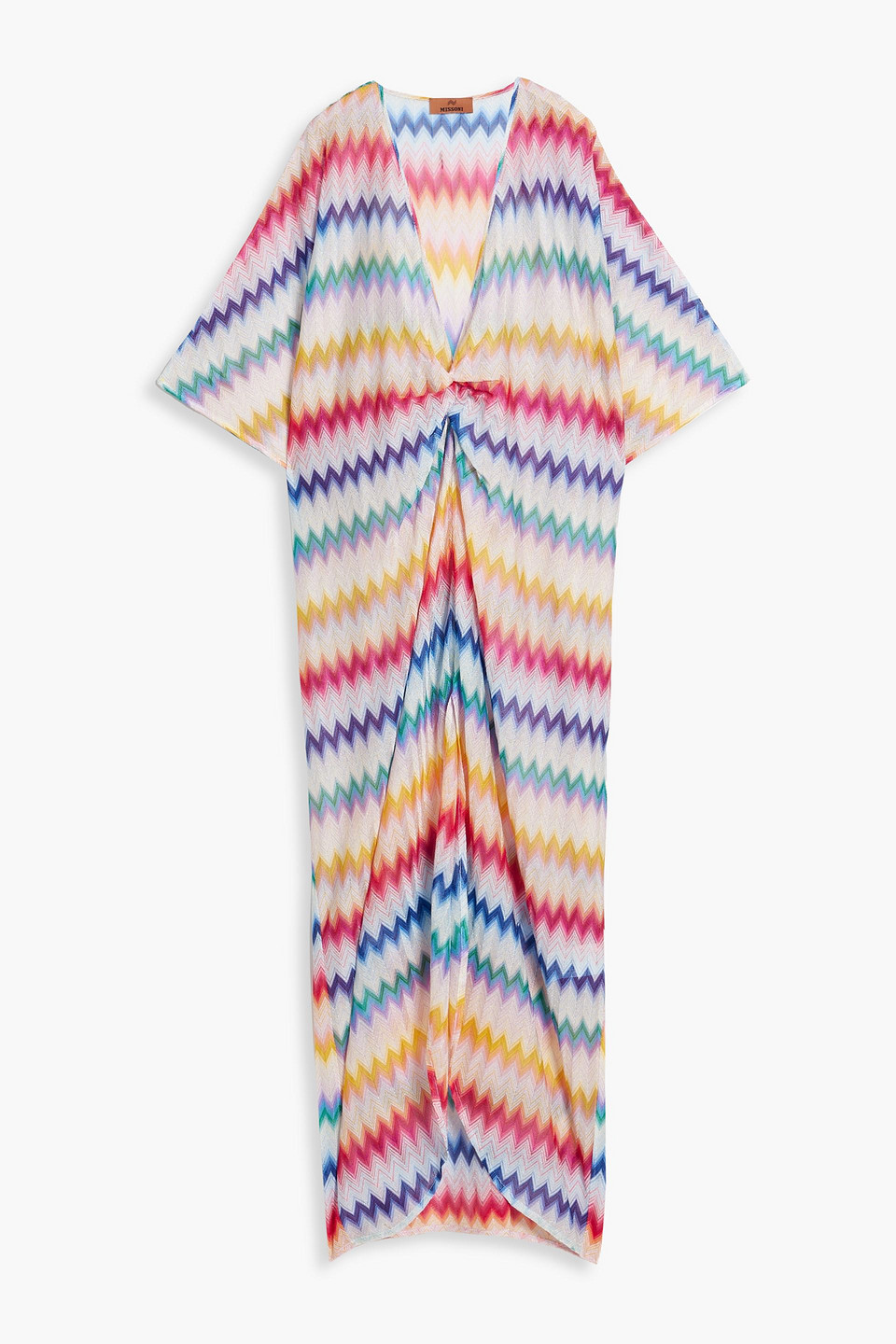 Missoni Twisted Metallic Crochet-knit Kaftan In Blue
