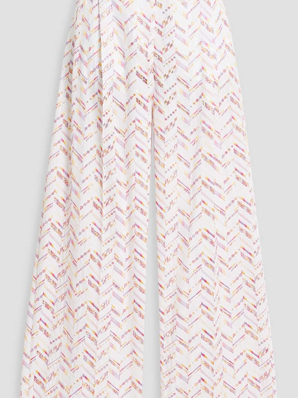 broderie anglaise cotton wide-leg pants