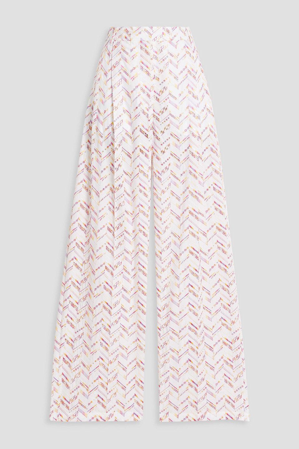 Missoni Broderie Anglaise Cotton Wide-leg Pants In White