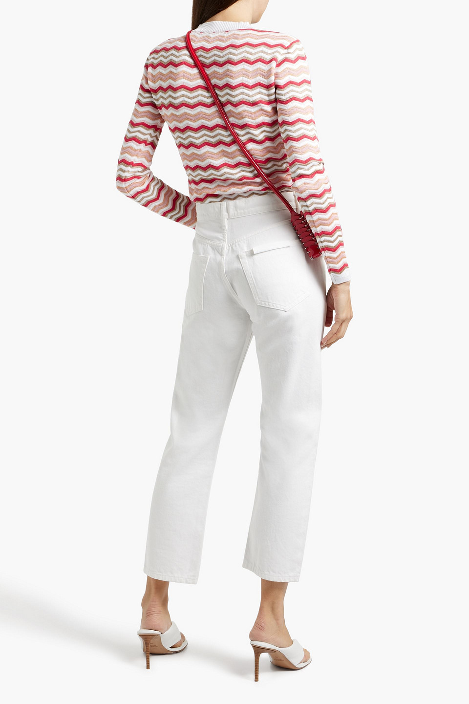 Shop Missoni Striped Cotton-blend Sweater In Fuchsia