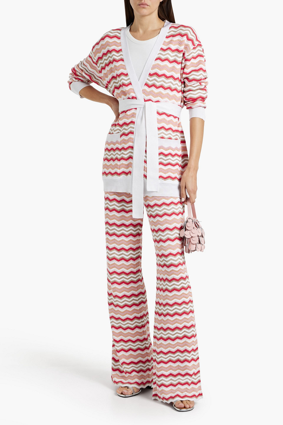 Missoni Chevron-knit Cardigan In White