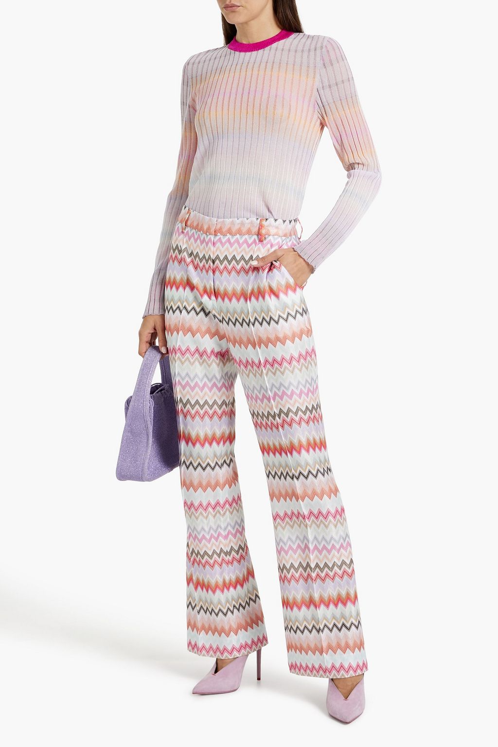 MISSONI كنزة رياضية من نسيج محبوك بنمط كروشيه بتصميم مضلّع