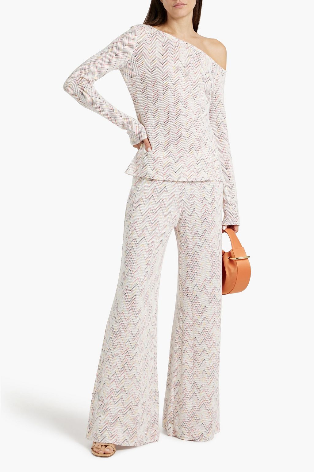 MISSONI بنطلون بأرجل واسعة من مزيج الصوف بحبكة كروشيه