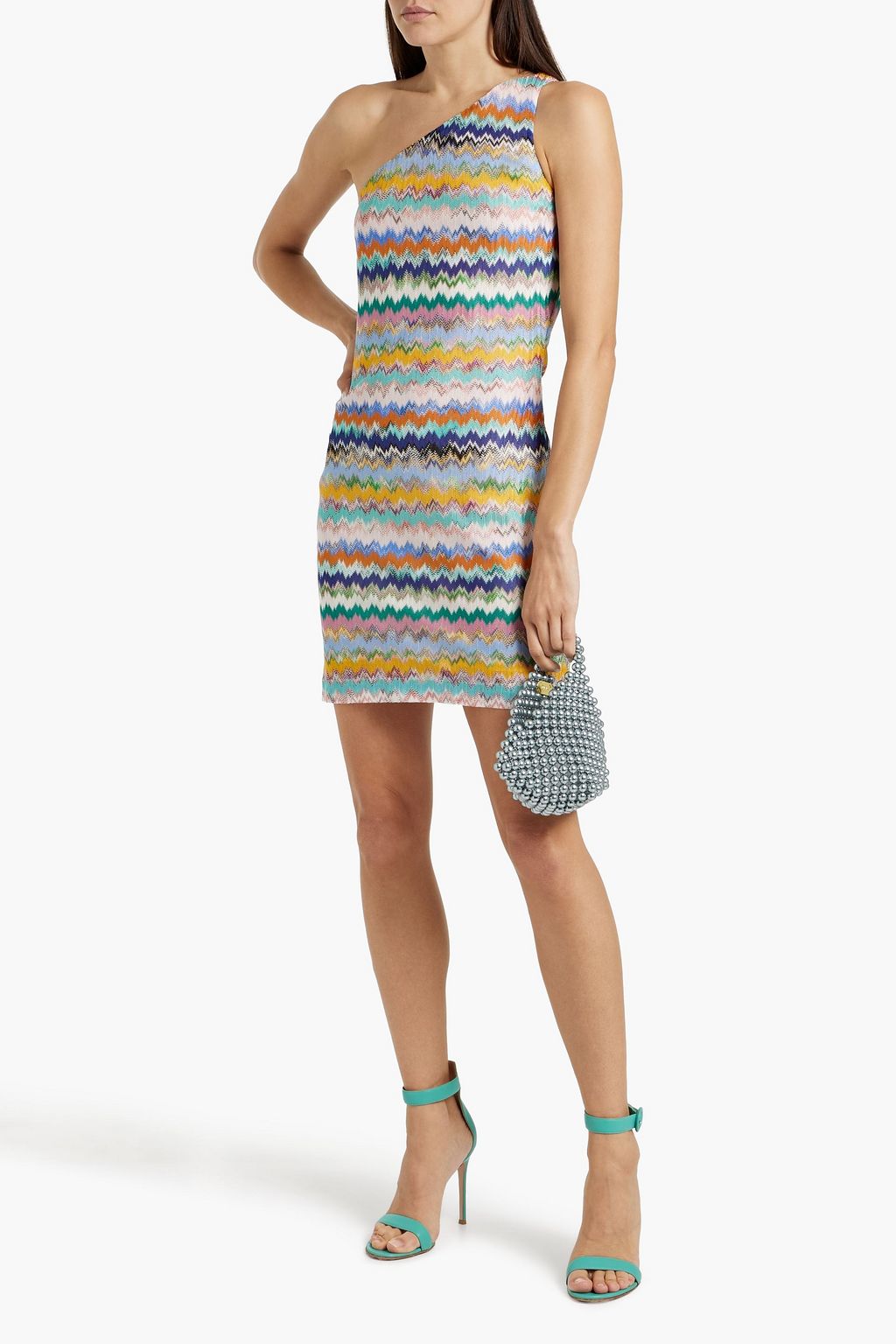 MISSONI One-shoulder crochet-knit mini dress