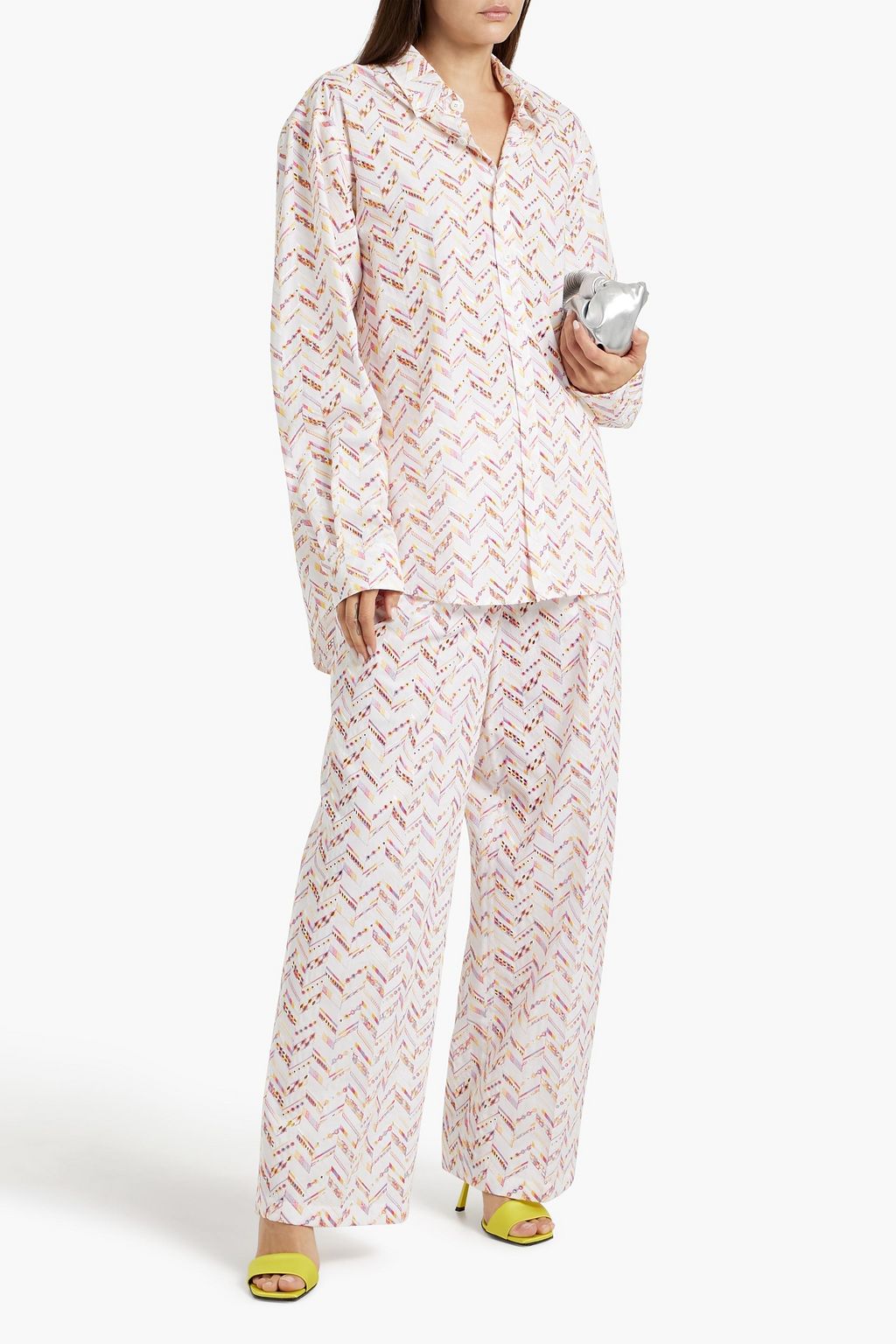 MISSONI قميص من القطن مزين بتطريز إنجليزي