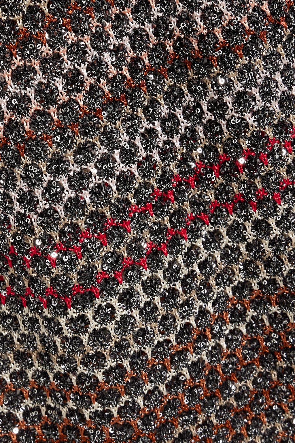 MISSONI Sequined striped crochet-knit flared pants