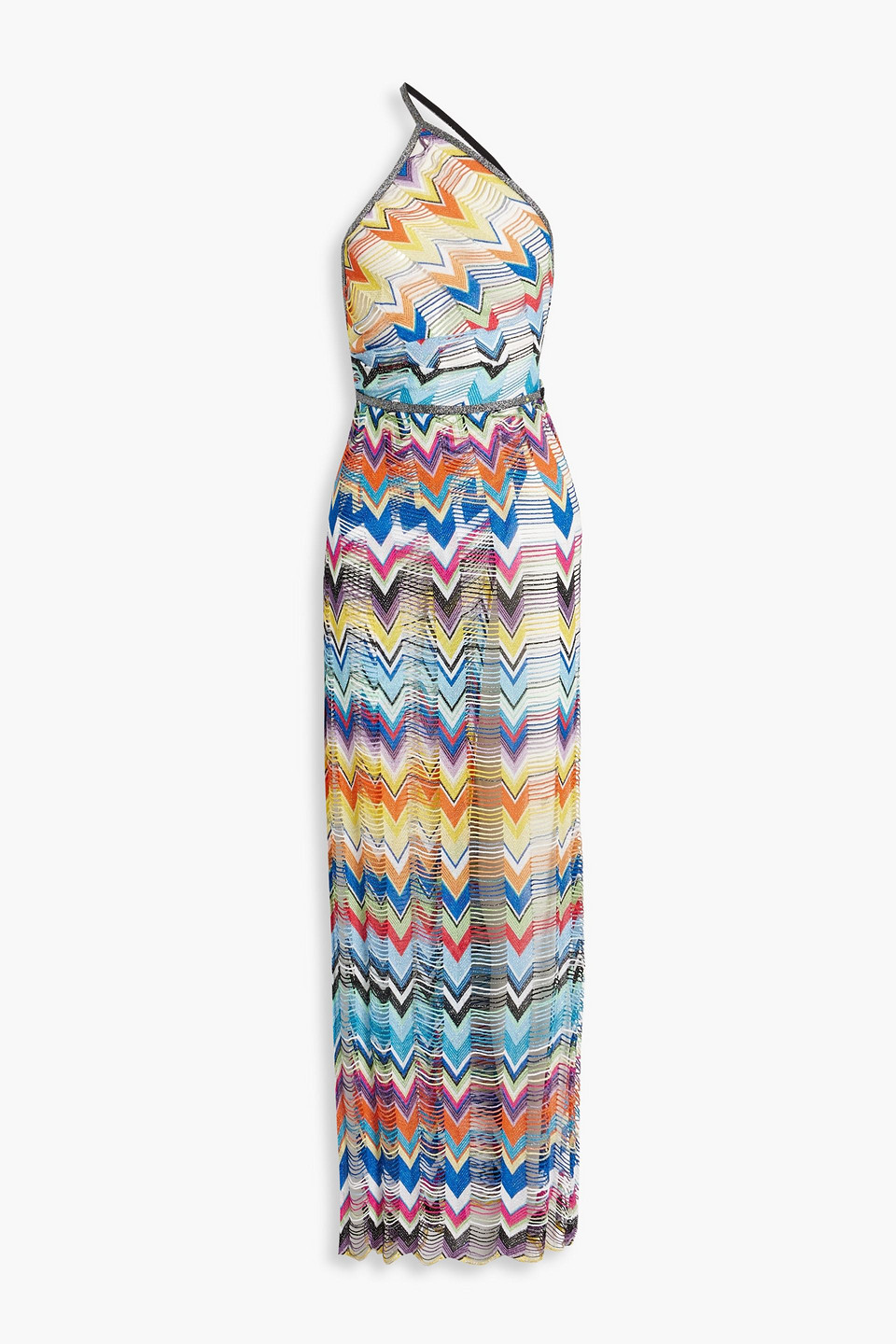 Missoni One-shoulder Metallic Crochet-knit Maxi Dress In Black