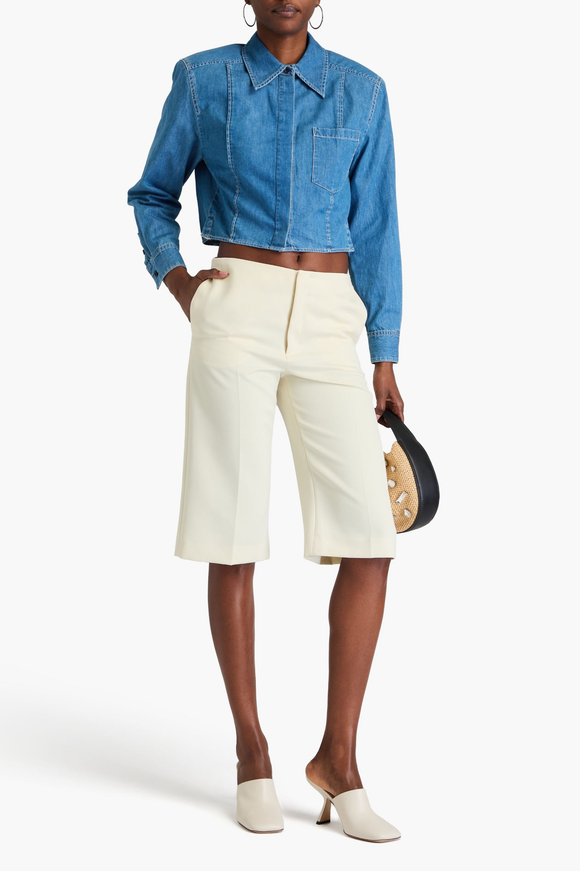3.1 Phillip Lim Cropped cotton-chambray shirt