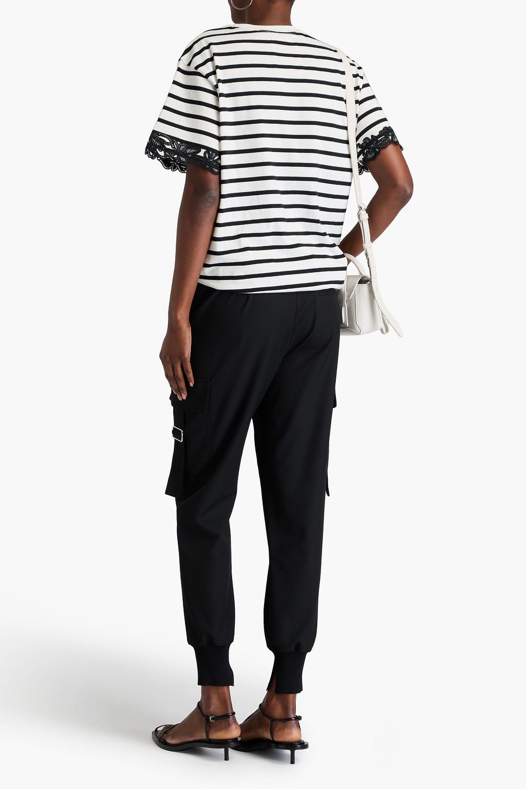 3.1 PHILLIP LIM تي شيرت من الجيرسي القطني المخطط مزين بالدانتيل