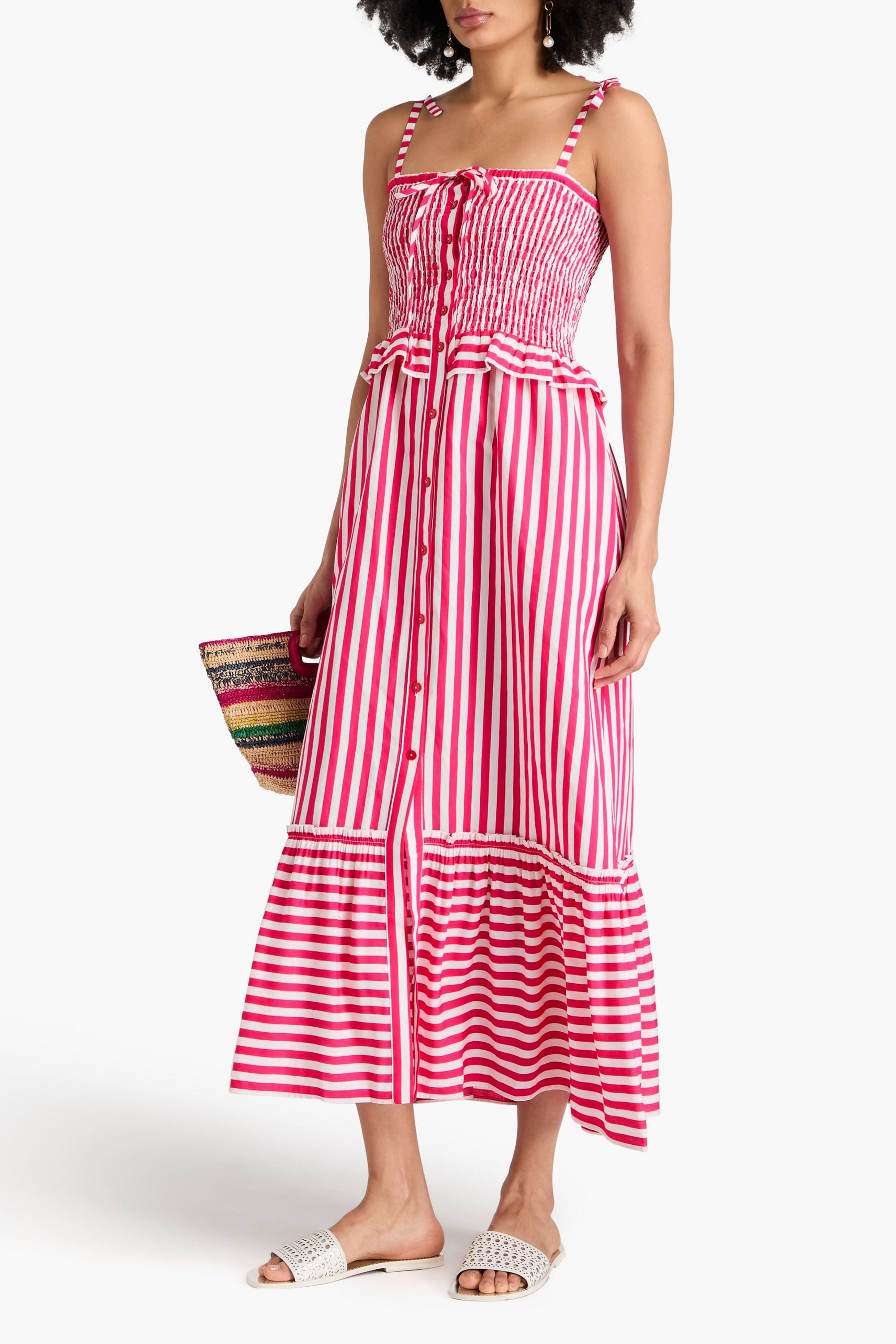 Loretta Caponi Alberica striped woven maxi dress