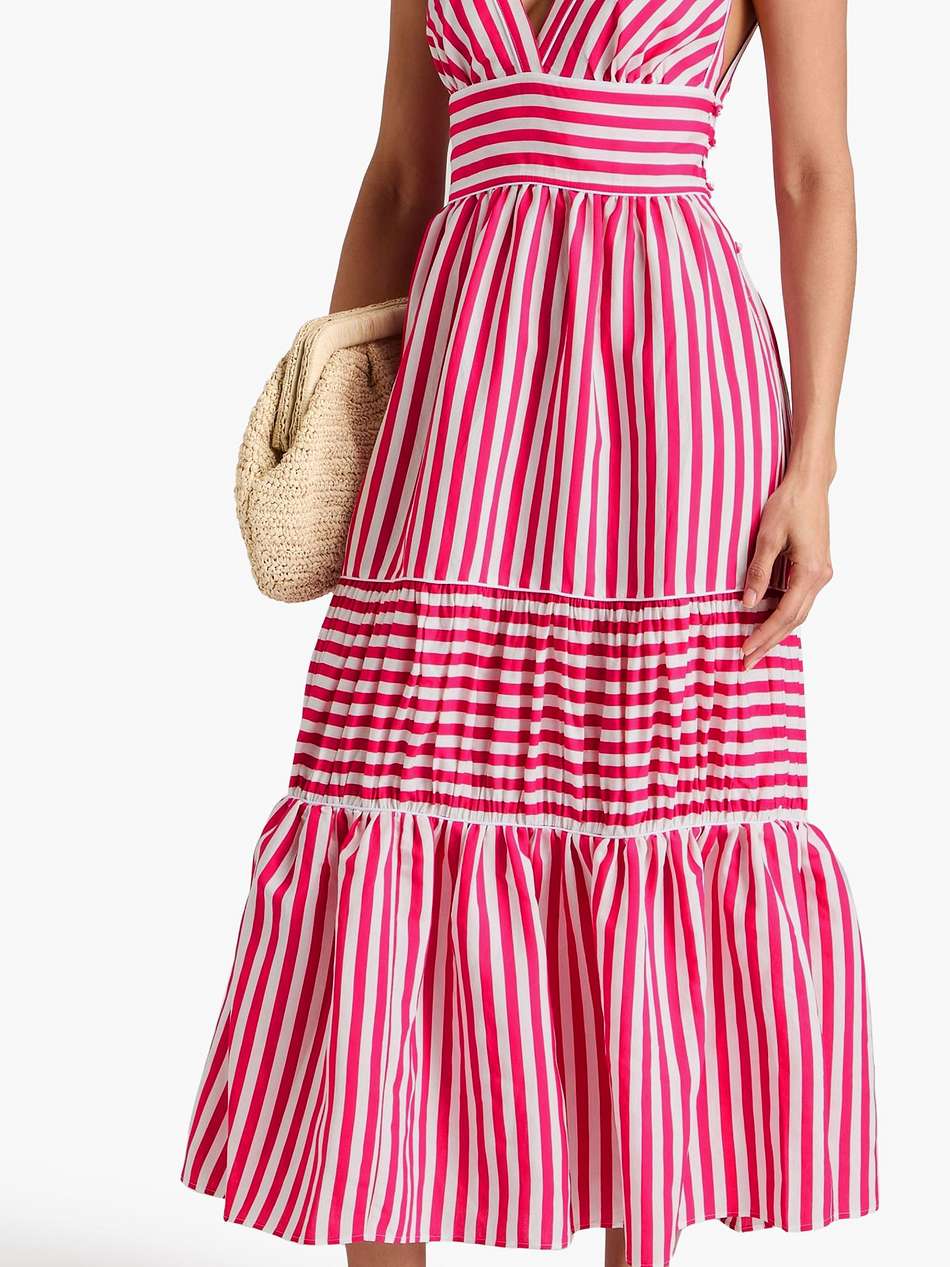 smeralda tiered striped woven midi dress