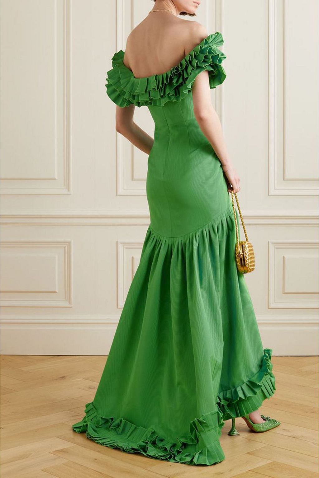 OSCAR DE LA RENTA Off-the-shoulder ruffled cotton-blend faille gown