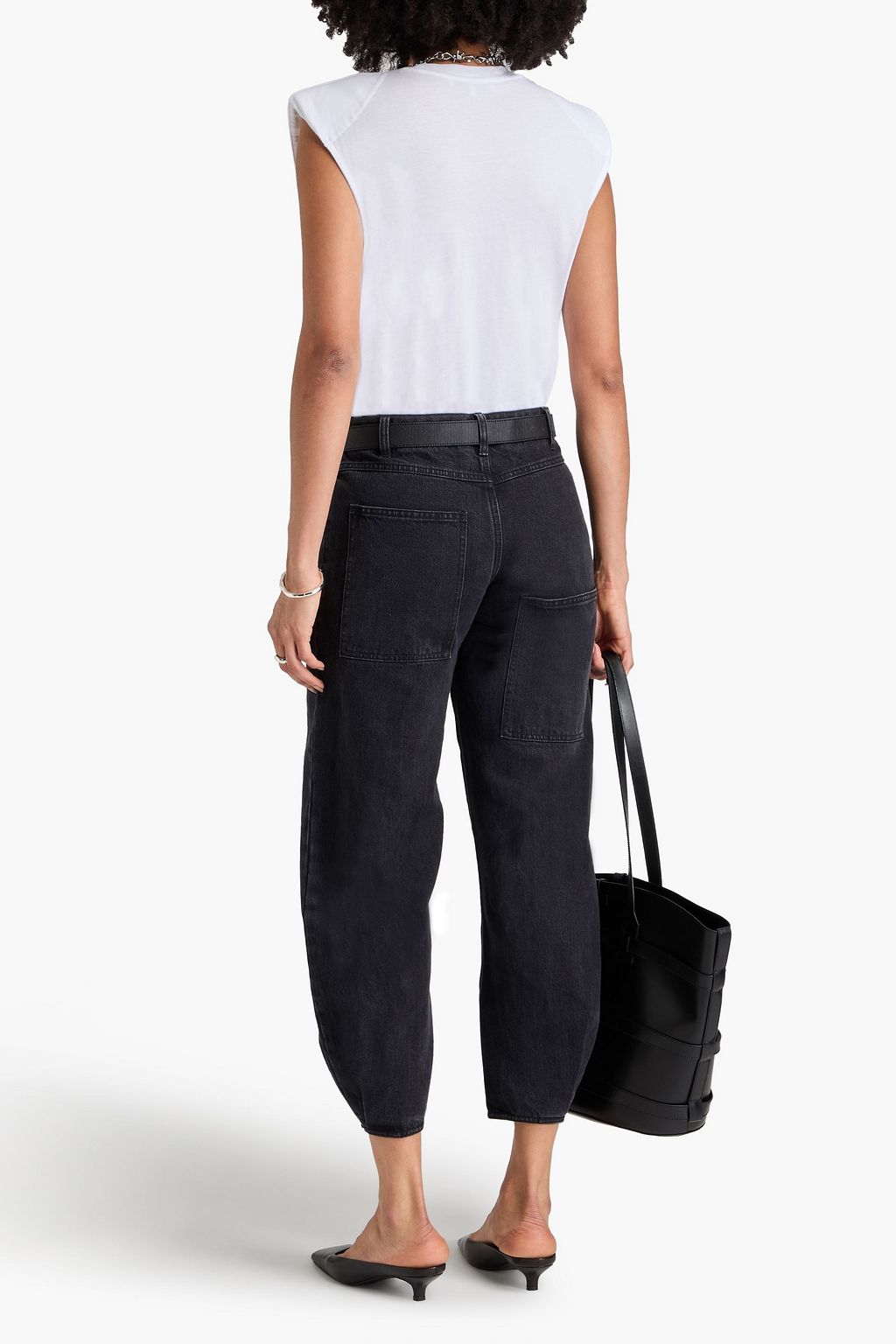TIBI Cropped high-rise barrel-leg jeans