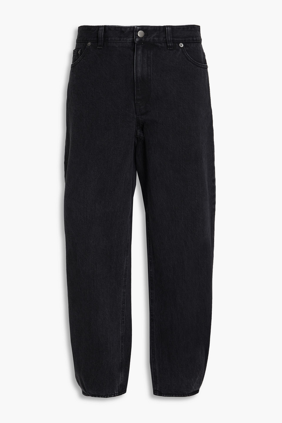 Tibi Cropped High-rise Barrel-leg Jeans In Black