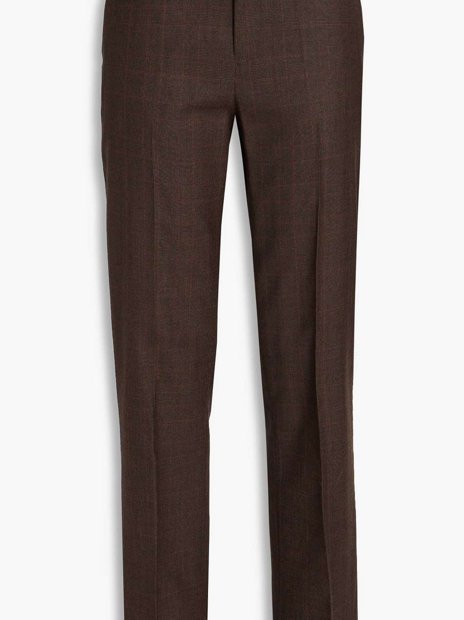 prince of wales checked wool slim-leg pants